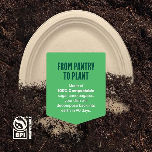 Heavy Duty 12.5 Inch Compostable Oval Paper Plates - 500 Pack, Eco-Friendly, Biodegradable