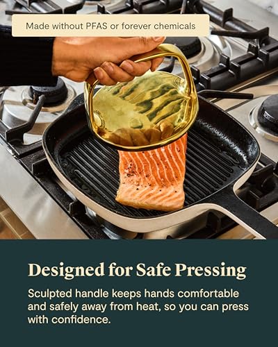 Stainless Steel Caraway Grill Press with Handle - Even Pressure & Searing
