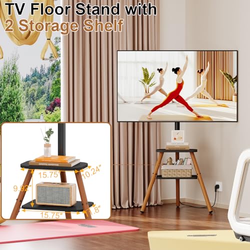 Adjustable Tripod TV Stand for 23-65 Inch Screens with Shelves & Cable Management