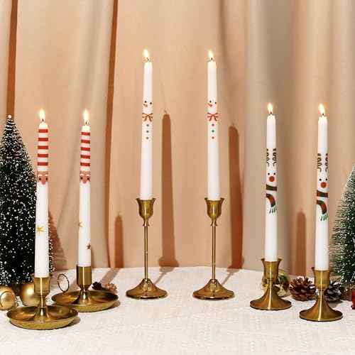 2 Pack Christmas Taper Candles, 10 Inch Unscented Candlesticks with Santa Claus Design for Table Centerpiece, Fireplace Mantel, Advent Wreath, Winter Wedding and Festive Home Decor