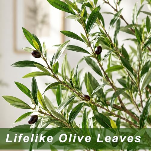 6ft Artificial Olive Tree Indoor - Tall Faux Plant with Realistic Leaves & Olives - Variation 1