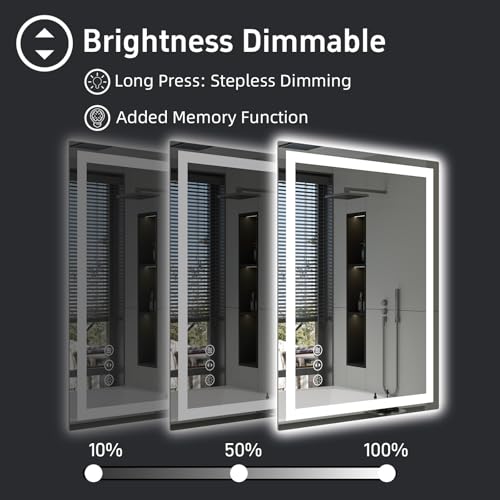 Miskerm 32x24 Inch LED Bathroom Mirror with Front & Backlit, Dimmable, Anti-Fog, Tempered Glass