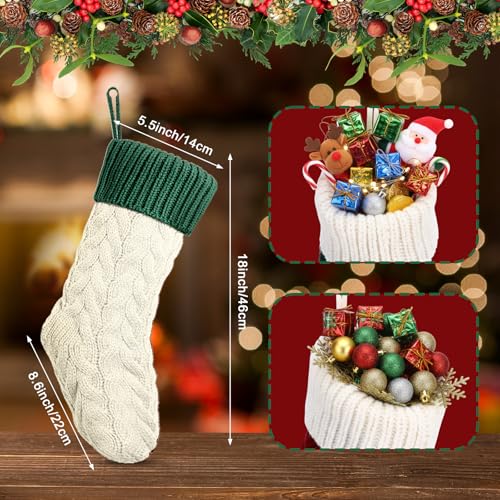 Vinsot 12 pcs 18 Inch Christmas Stockings Cable Knitted Decoration