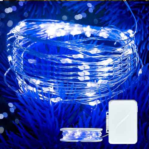 16Ft 50 LED Blue Fairy Lights Mini String Lights Waterproof for Mason Jars Halloween Christmas Parties Wedding Table Centerpieces Decoration