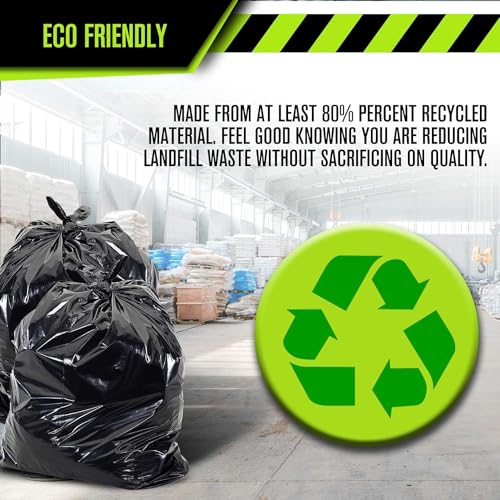 Heavy Duty 33 Gallon Trash Bags - 2 Mil Thick Contractor Garbage Liners, 100 Pack