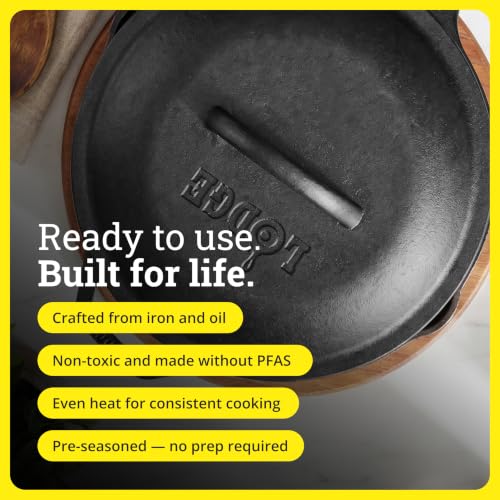 Lodge 10.25 Inch Pre-Seasoned Cast Iron Lid Replacement for Skillets and Dutch Ovens