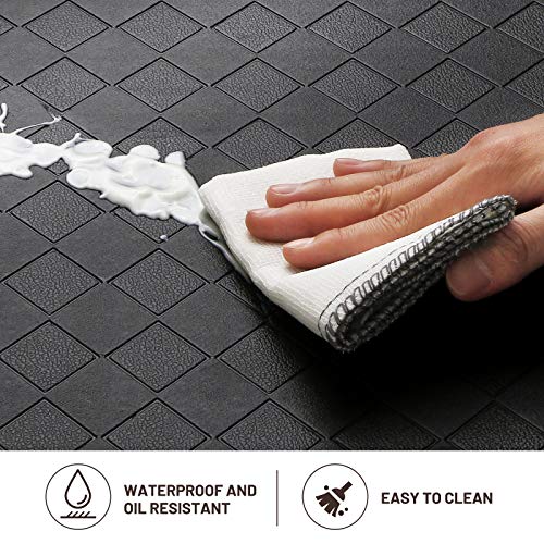 Black 72 Inch Thick Anti-Fatigue Kitchen Floor Mat - Non-Slip Cushioned Rug