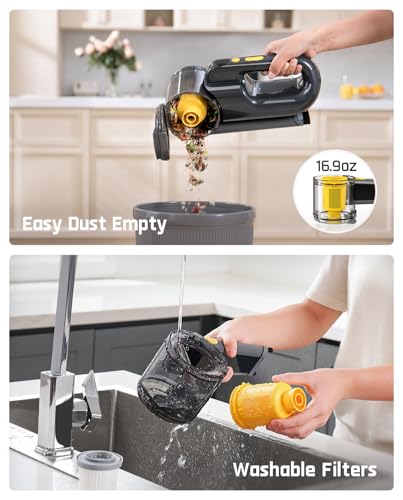 Cordless Handheld Vacuum Cleaner with 17kPa Suction, Foldable Design, Charging Base, Smart LED Display