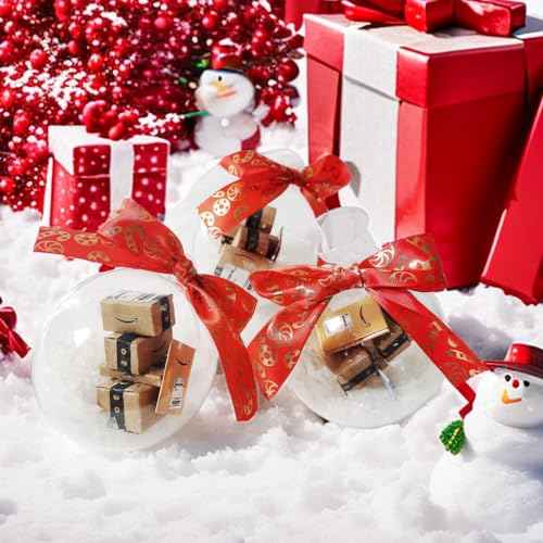 Funny Ornament, Mini Express Box Packages Clear Ball Ornament for Christmas Tree, Funny Gifts Box for Christmas Decoration, Mini Packages