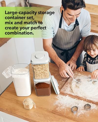 Airtight Food Storage Containers Set with One-Touch Lid - 2.8QT, 2 Pack, Stackable, BPA-Free PET
