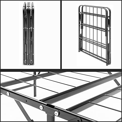 Nutan 14-Inch Foldable Metal Platform Bed Frame Twin Black No Box Spring Needed