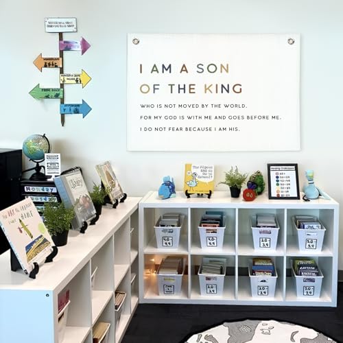 Lacama Christian Wall Decor for Boys Room,Baby Boys Nursery Decor,Bible Verse Wall Linen Hanging Banner Flags,I Am The Son of A King Neutral Wall Decor,Birthday Christmas Gift 30x20 Inch