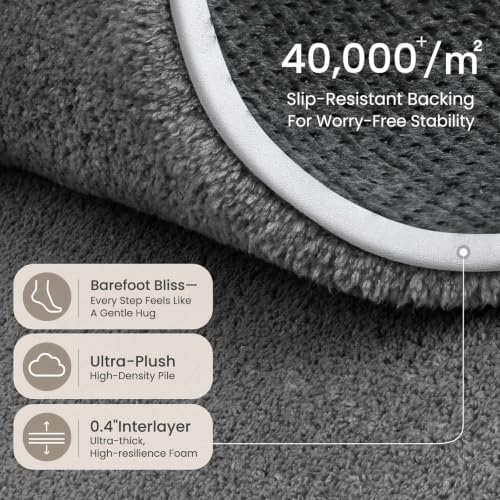 Dark Grey 8x10 Area Rug for Living Room & Bedroom - Soft Non-Slip Carpet