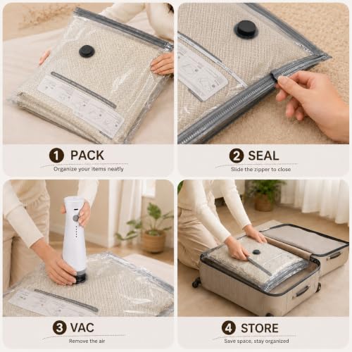 Vacuum Storage Bags with Pump 15-Piece Combo Set - Space Saver Travel Packing Cubes for Clothes & Bedding