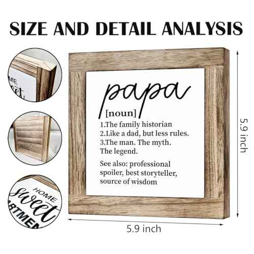 Papa Definition Sign Gift for Grandpa, Wooden Box Signs for Home Decor, Farmhouse Home Table Decor, Father's Day Gift for Papa, Grandpa Gift Idea for Christmas Thanksgiving, Grandpa Nickname Sign