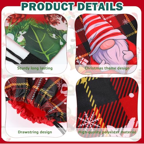 Aliceset 50 Pcs Christmas Drawstring Gift Bags Buffalo Plaid - 9.84x11.81in Stocking Snack Wrapping Sacks