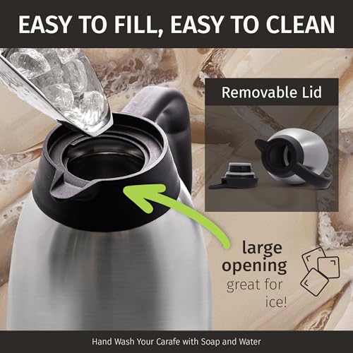 Cresimo 2L / 68oz Thermal Coffee Carafe - Silver Insulated Hot & Cold Beverage Dispenser