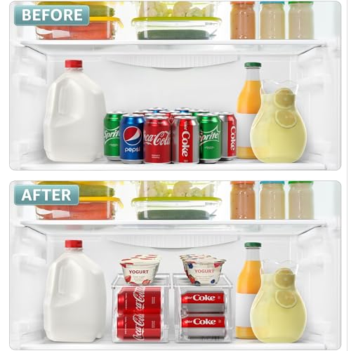2 Pack Soda Can Organizer for Fridge & Freezer - Stackable BPA-Free Storage Bin