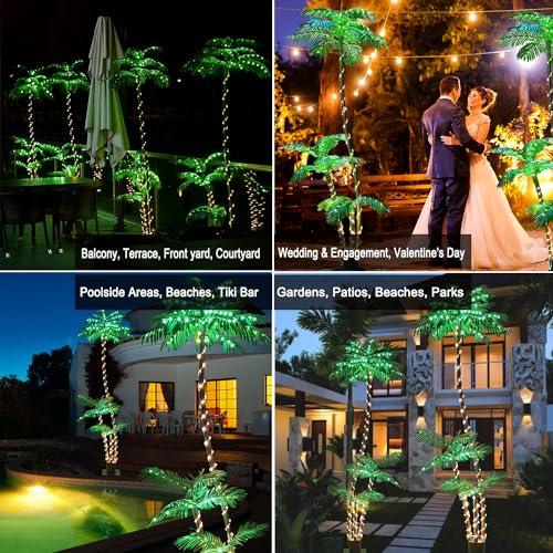 SOSHOT 7FT Lighted Artificial Palm Tree with Three Trunks - Electric Version for Indoor & Outdoor Decor