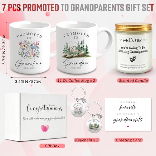 Promoted to Grandparents Mug Set - 11 Oz Gifts for First Time Grandparents