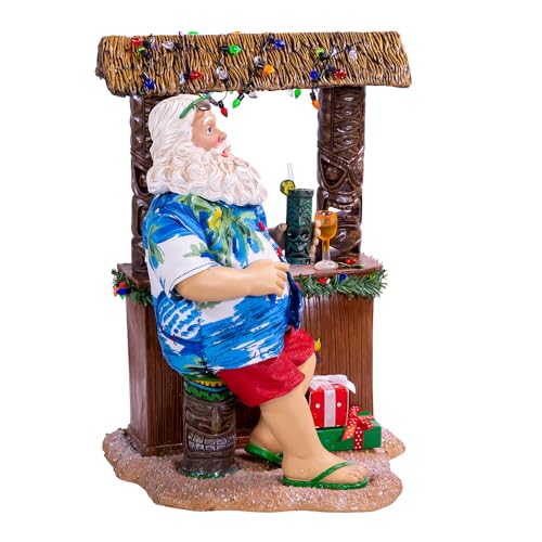 Beach Santa at Tiki Bar Figure – 11 inch Kurt Adler Holiday Decor