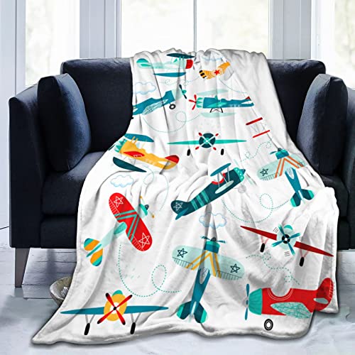 Cute Airplane Blanket Throw Aircraft Blankets for Kids Toddler Boys Adults Gifts Bedding Decor Bed Bedroom 50"X40"