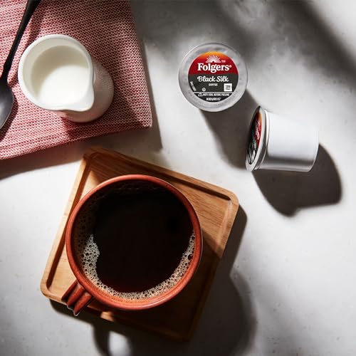 Folgers Black Silk Dark Roast Coffee K-Cup Pods - 10 Count Pack of 6, 60 Total