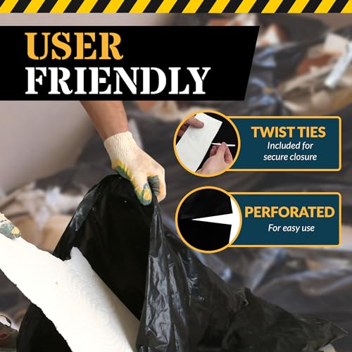 Reli. Heavy Duty 55 Gallon Contractor Trash Bags - Pack of 20