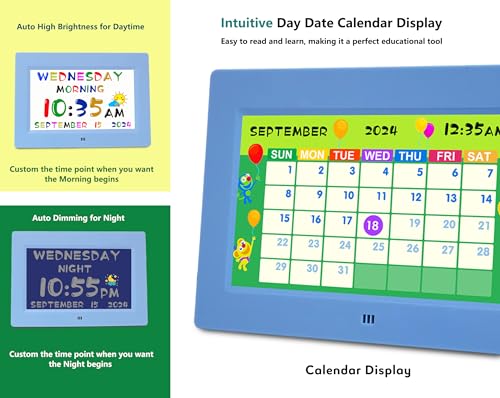 Kids Digital Teaching Clock with Talking Time & Reminders - Blue, Variation of Kids-Blue