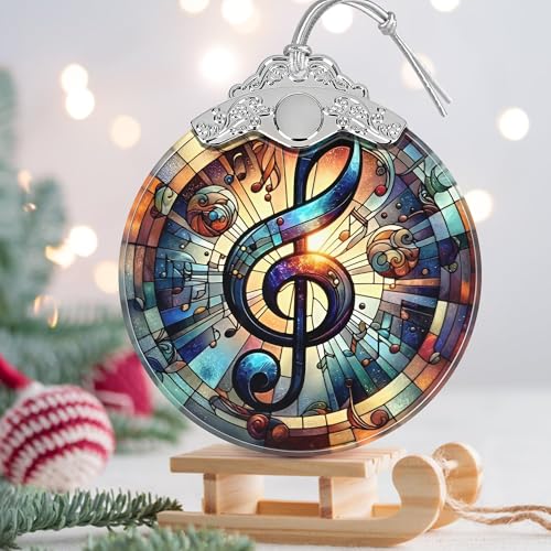 Jocidea Musical Note Stained Glass Christmas Ornament - Holiday Tree Decor