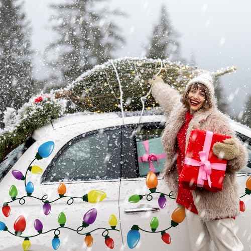 Cinrobiye 9 Sheets Christmas Bulb Light Window Clings Winter Christmas Car Refrigerator Decorations Stickers Door Window Seasons Decals for Holiday Xmas Christmas Home Kitchen Living Room (Bulb Light)