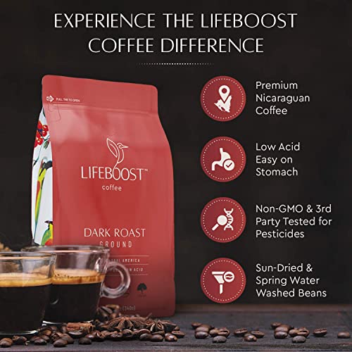Organic Low Acid Ground Coffee - Dark Roast, 12oz, 3 Pack
