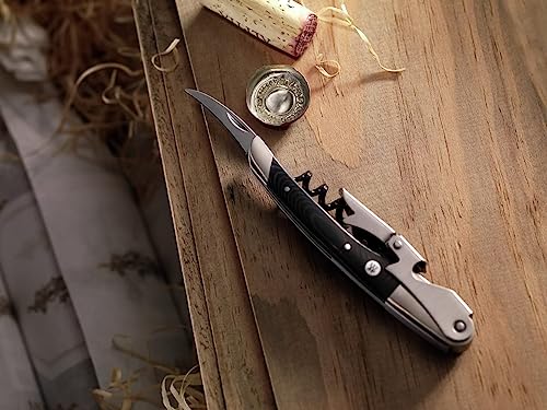 Waiter's Corkscrew Wine Bottle Opener with Foil Cutter - Stainless Steel