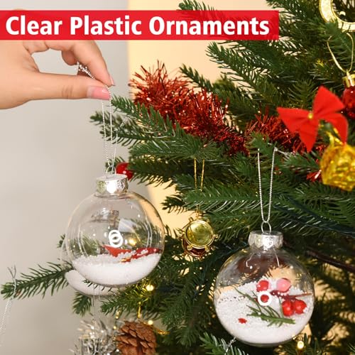 Rocinha 30 Pack Clear Christmas Ornaments 3.15 Inch Shatterproof DIY Holiday Decor
