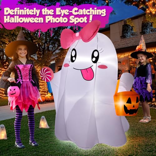 5FT Halloween Ghost Inflatable with Bright LED Lights, Cute Yard Decor - Variation of THIS Listing
