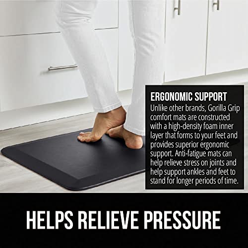 Gorilla Grip Cushioned Anti-Fatigue Kitchen Mat 39x20 Black - Supportive Foam Comfort