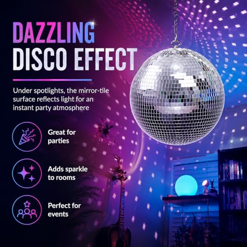 Youdepot 12-Inch Large Hanging Mirror Ball for Disco Party Decor