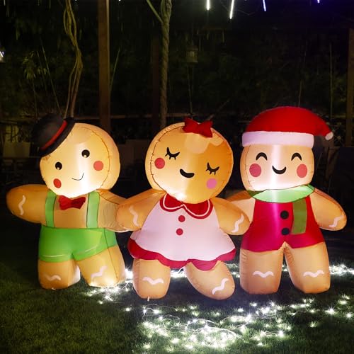 Joliyoou 8ft Christmas Inflatable Decoration Set of 3 with Lights