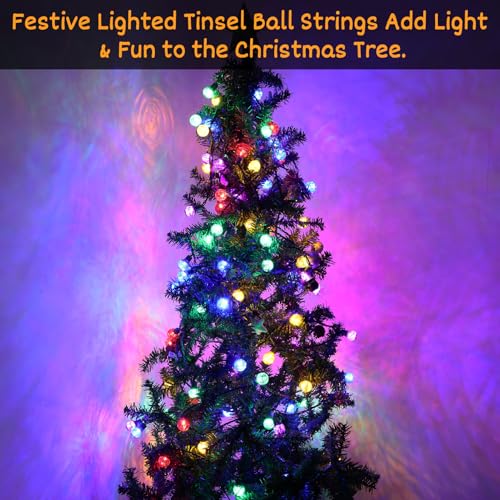 Brillarlights Christmas Multicolor Tinsel Globe Lights 17 ft, 25 LED