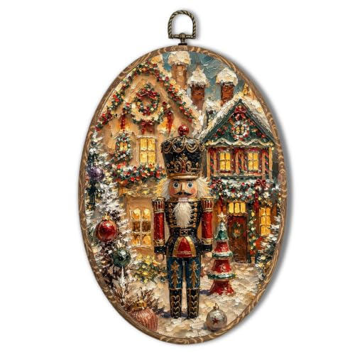 Saikociju Christmas Nutcracker Wall Art Decor 8.5x11.5 Inch - Holiday Wall Hanging, Round Wall Art, Christmas Home Decor - Variation: Christmas Nutcracker 03