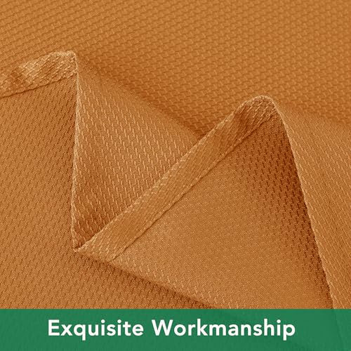 Biscaynebay Fall Tablecloth Textured Fabric 70x108 Inch Rectangular, Bronze Thanksgiving Autumn Harvest Water Resistant Fabric Tablecloths for Kitchen, Dining, Wedding, Parties Machine Washable