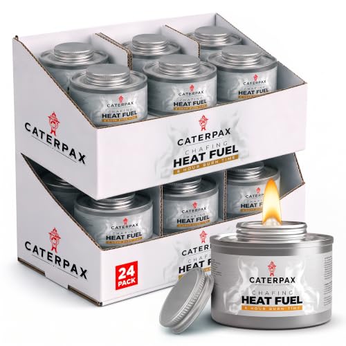 24 Pack 6 Hour Chafing Fuel Cans for Food Warmers and Buffets - Reliable Heat