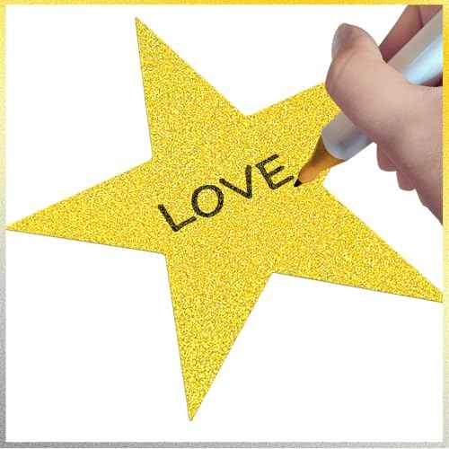 108 Pcs Glitter Stars Cutouts 6 Inch Cardboard Stars Cut-Outs Wall Decor for Christmas Birthday Graduation Classroom Bulletin Board Party Supplies (Gold, Silver)