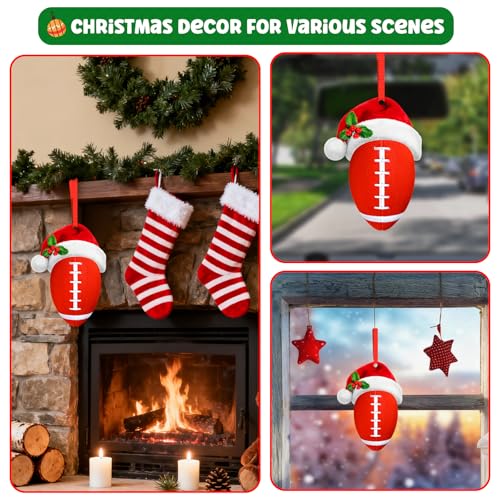 Flyab B1 Football Christmas Ornament with Santa Hat – Personalized Acrylic Holiday Sports Ball Decoration
