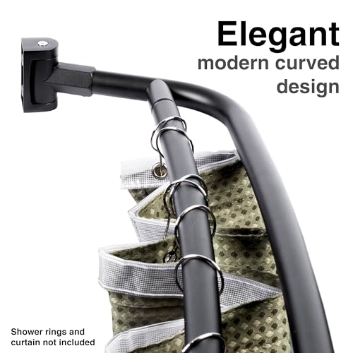 JS Jackson Supplies Double Curved Shower Rod Black - Adjustable Metal Bath Divider