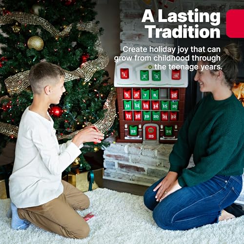 Kids Interactive Advent Calendar with Refillable Toy Bins - Holiday Christmas Toy for Toddlers 1.5+ Years