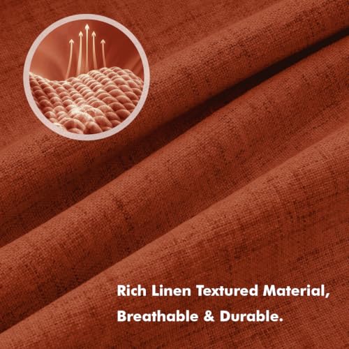 Blackout Linen Curtains 42 x 84 Inches - Burnt Orange, 2 Panels - Fall Collection