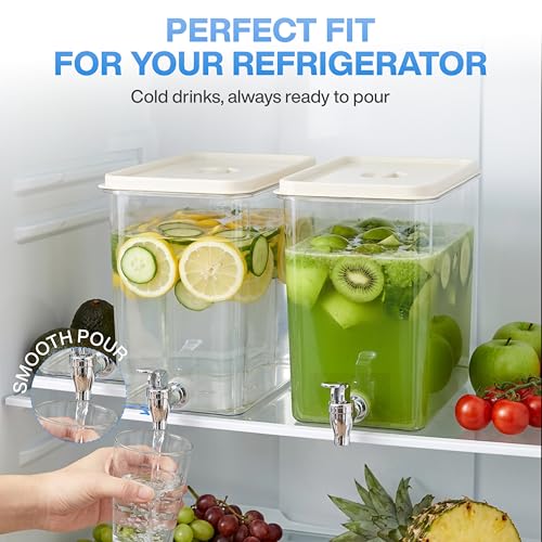 2 Gallon Stackable Drink Dispenser Set - Cube Design for Fridge & Parties - 3 Pack