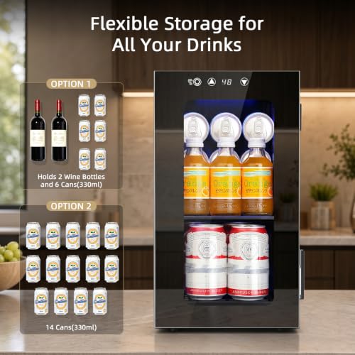 Antarctic Star Black 10L Mini Beverage Fridge with Digital Temperature Control