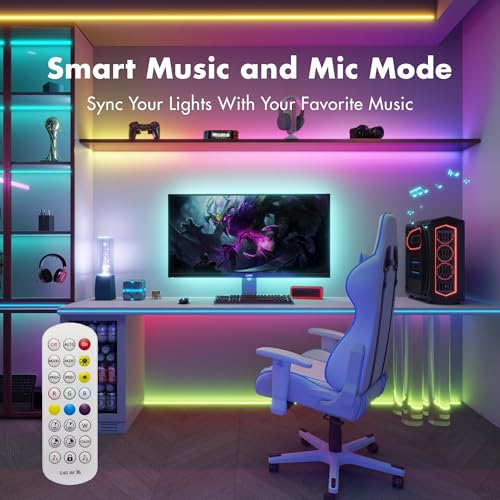 50FT Smart RGB LED Strip Lights with Voice Control & Music Sync - WiFi App Compatible